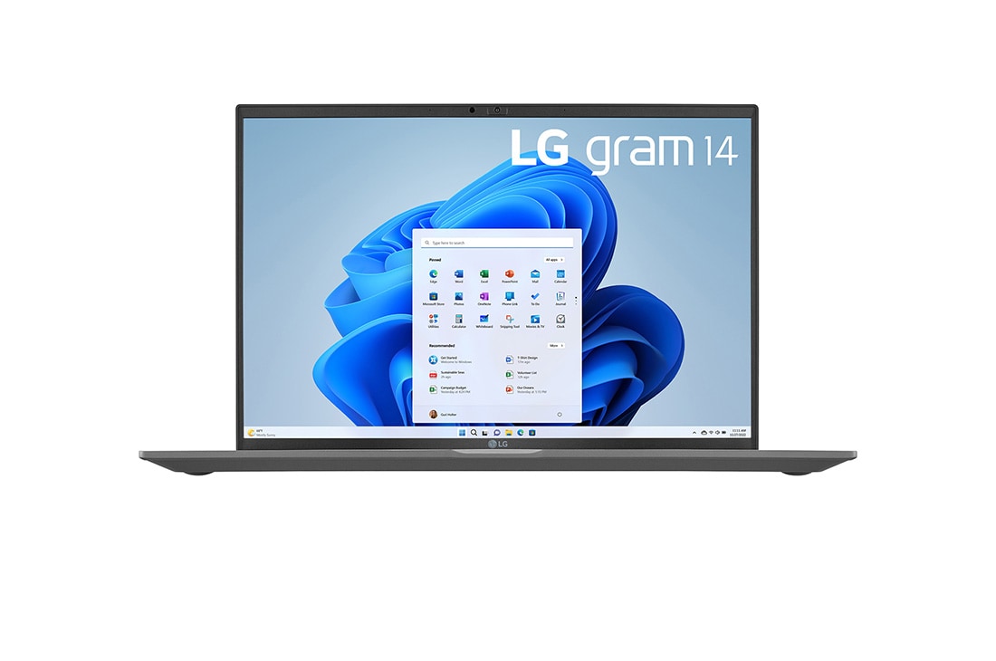 LG gram 14'' Windows 11 Pro 輕贏隨型 極致輕薄筆電 Pro - 沉靜灰 (i5) (商用), 正視圖, 14Z90R-V
