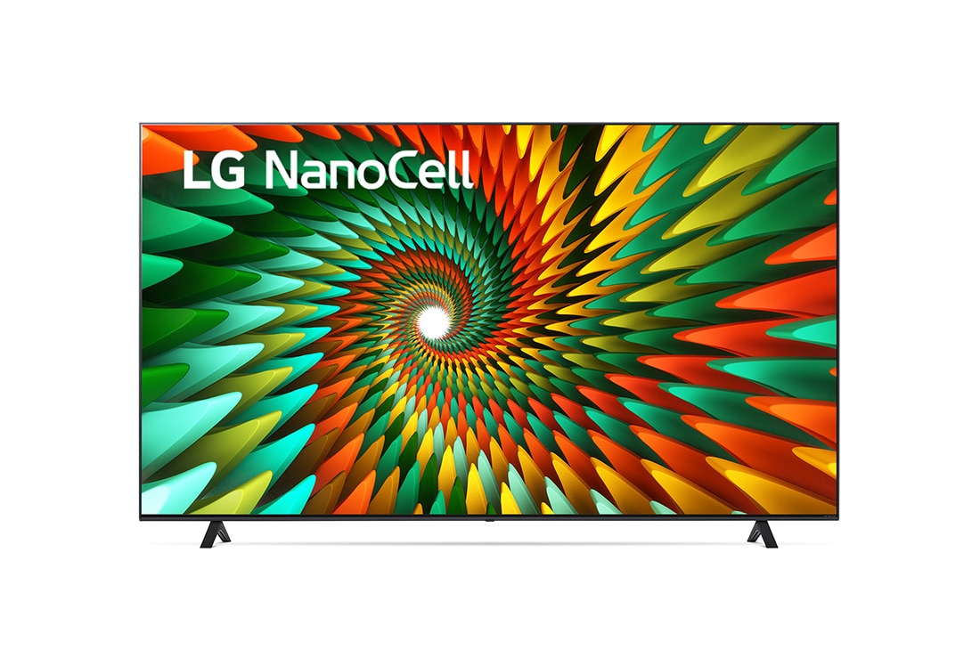 LG NanoCell 一奈米 4K AI 語音物聯網智慧電視/75吋 (可壁掛) / 2023, LG NanoCell 電視的前視圖, 75NANO77SRA