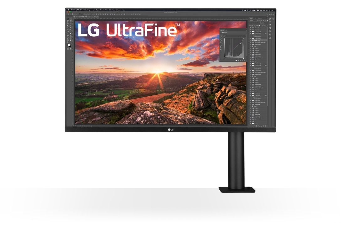 LG 31.5'' UHD 4K Ergo IPS 高畫質編輯螢幕, 顯示螢幕搖臂正視圖（右側）, 32UN880-B