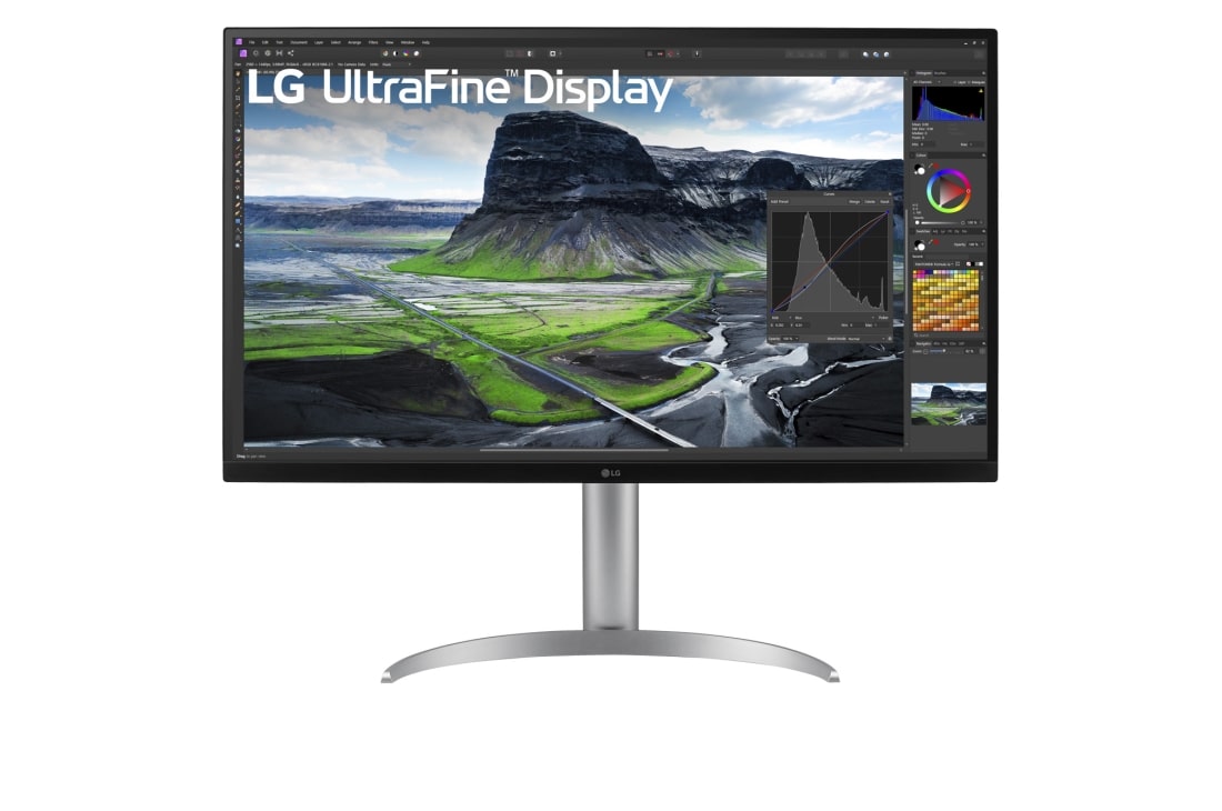 LG 32'' UltraFine™ UHD 4K IPS 高畫質編輯螢幕  (自動色彩校準感應器), 正視圖, 32UQ85RV-W