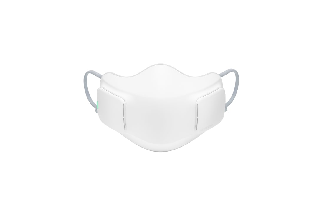 LG PuriCare 口罩型空氣清淨機, 亮起綠燈，代表充電已完成的口罩正面圖, AP300AWFA