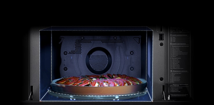此影像展示了 LG NeoChef™ 中放入了一個大盤子。
