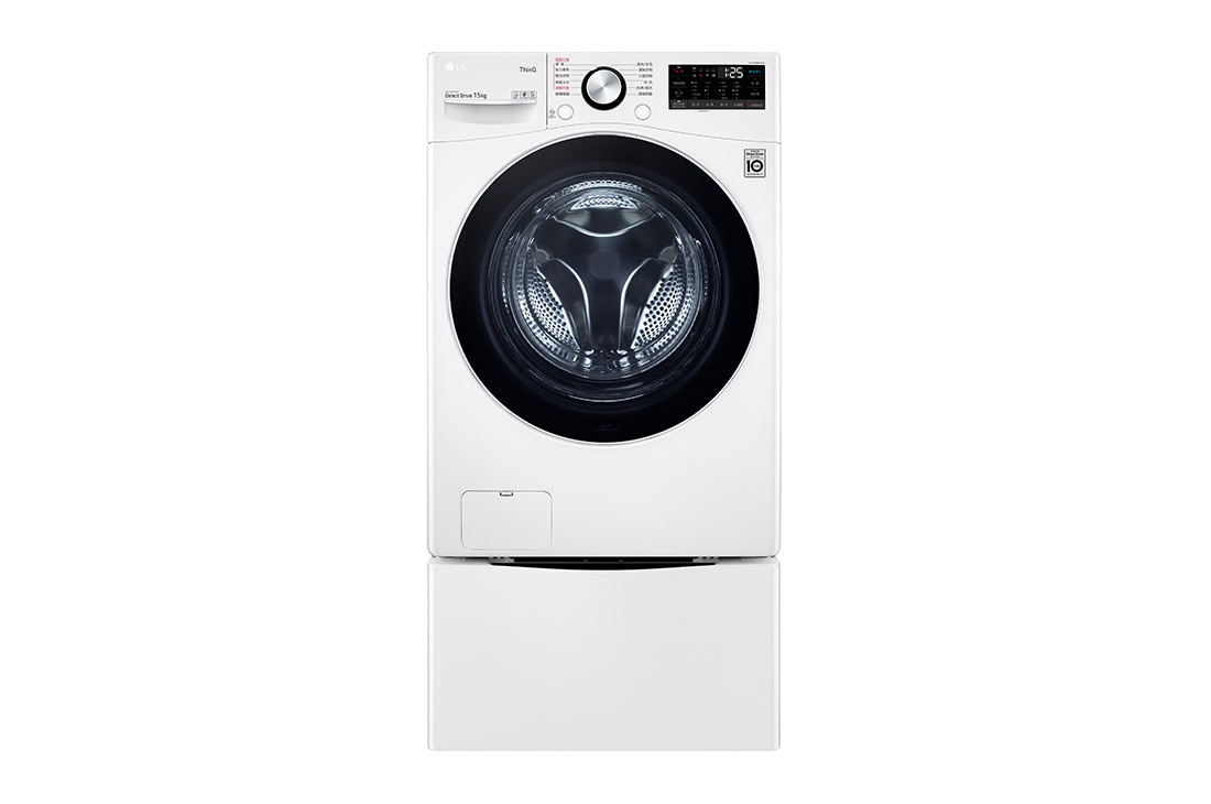 LG TWINWash™ 雙能洗 (蒸洗脫)｜15公斤+2公斤洗衣容量 (冰瓷白), Front, TW15WPT.200AHW