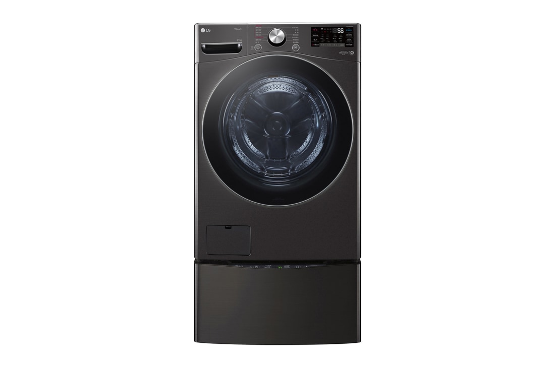 LG TWINWash™ 雙能洗 (蒸洗脫)｜21公斤+2.5公斤洗衣容量 (尊爵黑), Front, TW21BPT