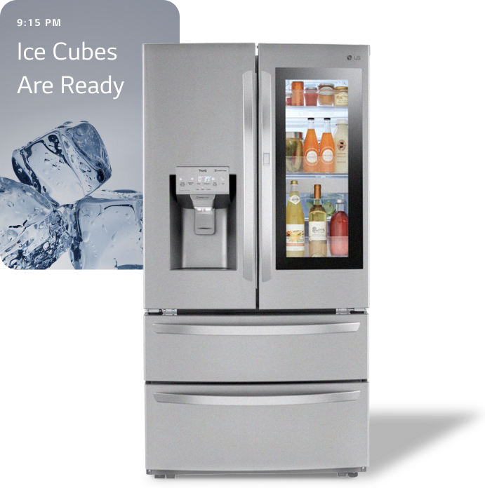 LG InstaView™ 敲敲看門中門冰箱。- LG InstaView敲敲看門中門冰箱製冰。