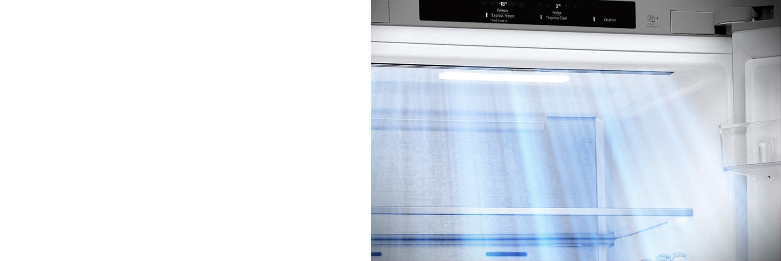 " Збільшене зображення вентиляційних отворів, розташованих у передній частині холодильника, що забезпечує ефективне та рівномірне охолодження."