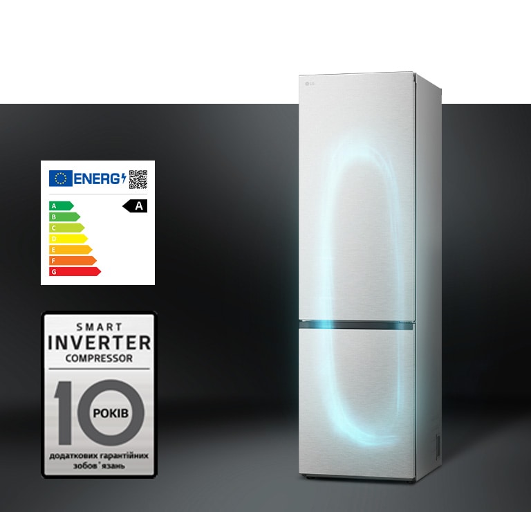 Холодильник з ефективною системою охолодження за допомогою інверторного компресора та гарантією на компресор.