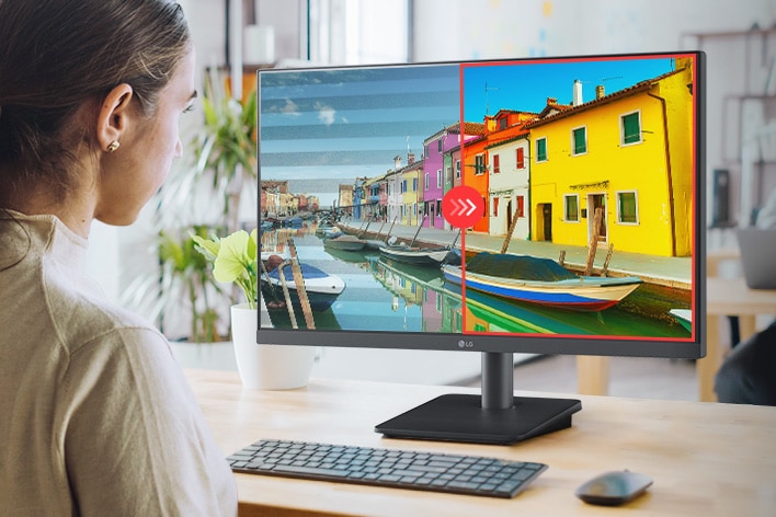 Порівняльне зображення правого боку з застосованим захистом від мерехтіння та лівого боку без застосованого захисту від мерехтіння.