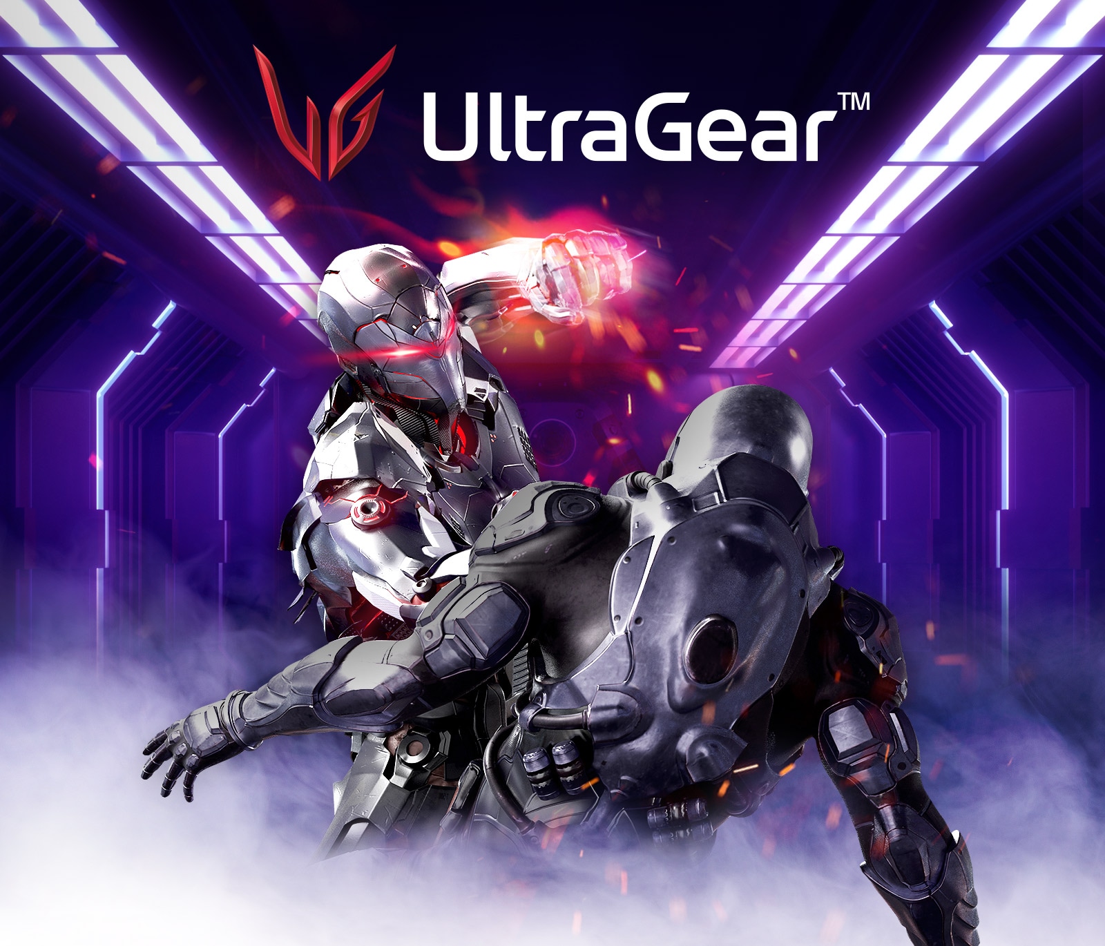 Новий логотип з емблемою ultragear над зображенням. Головний герой перемагає ворога.