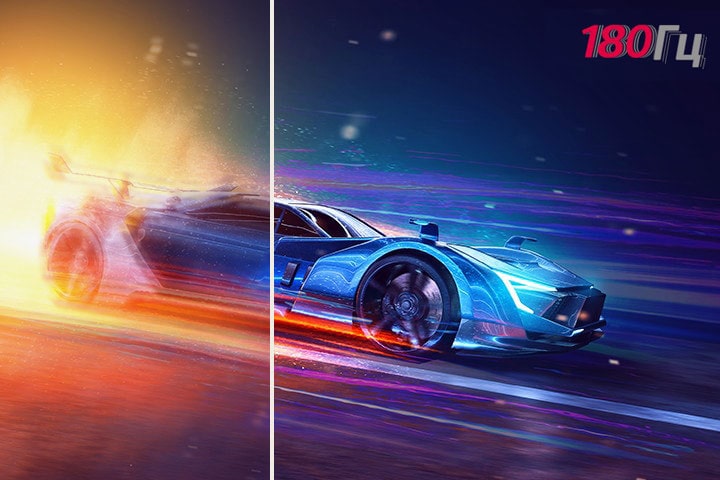 Це зображення для порівняння швидкоплинної гри з низькою частотою оновлення та чіткого зображення з високою частотою оновлення 180 Гц.