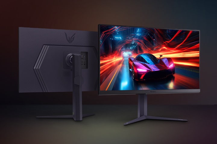 Два зображення монітора, що показують передню та задню частини монітора.