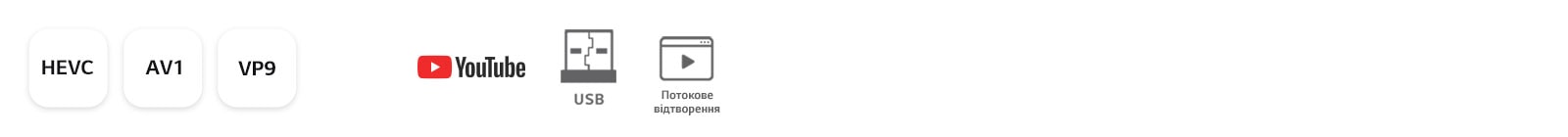 Youtube, USB and Streaming icons