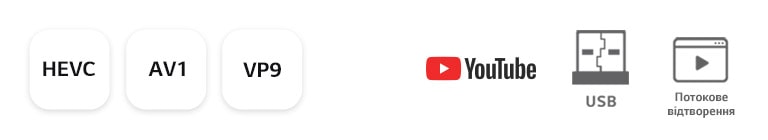 Youtube, USB and Streaming icons