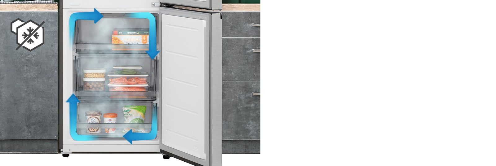 На передньому плані Fresh Zone, відсік наповнений фруктами.