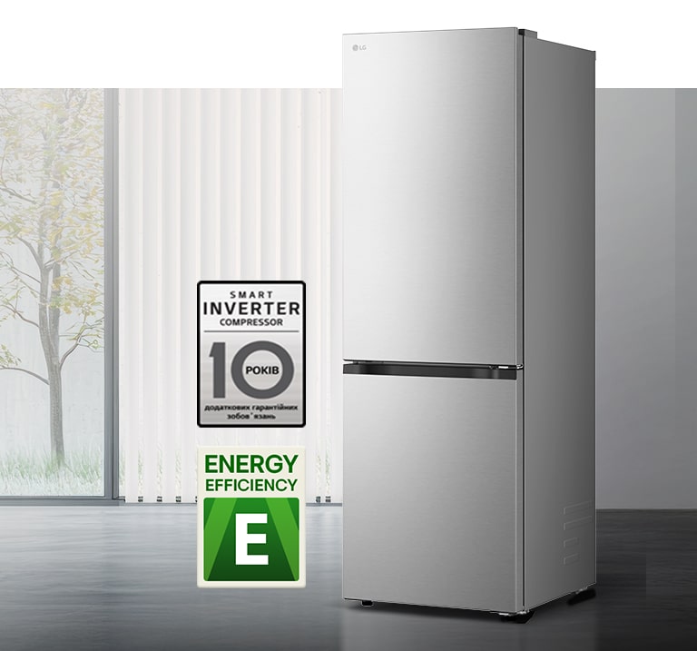 Холодильник з ефективною системою охолодження за допомогою інверторного компресора та гарантією на компресор.