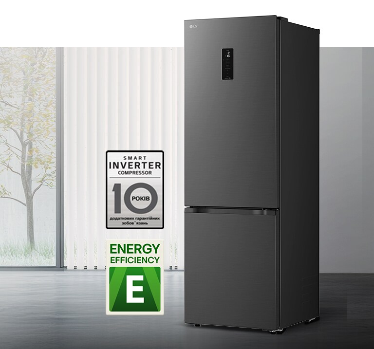 Холодильник з ефективною системою охолодження за допомогою інверторного компресора та гарантією на компресор.