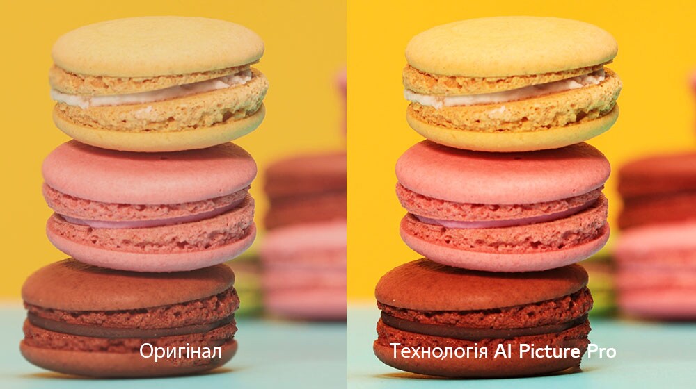 Чоловік складає макаруни. Макаруни виділяються на фоні, і фокус на них стає чіткішим.