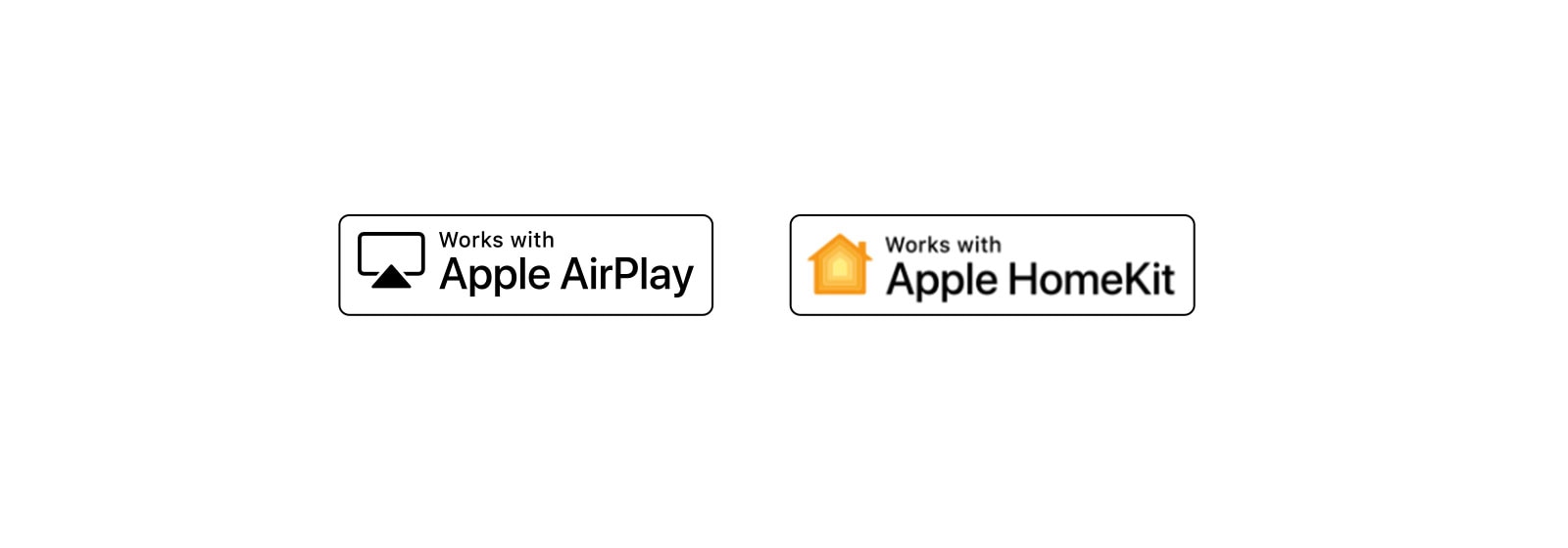 Показано чотири логотипи в такому порядку: Hey Google, Alexa Built-in, Works with Apple AirPlay, Works with Apple HomeKit. 