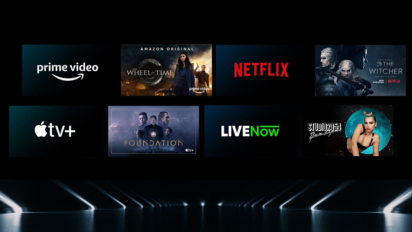 Image montrant divers services OTT avec leurs émissions respectives à côté de chaque logo.