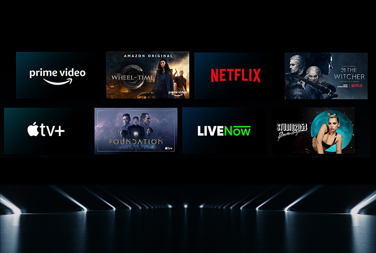 Image montrant divers services OTT avec leurs émissions respectives à côté de chaque logo.