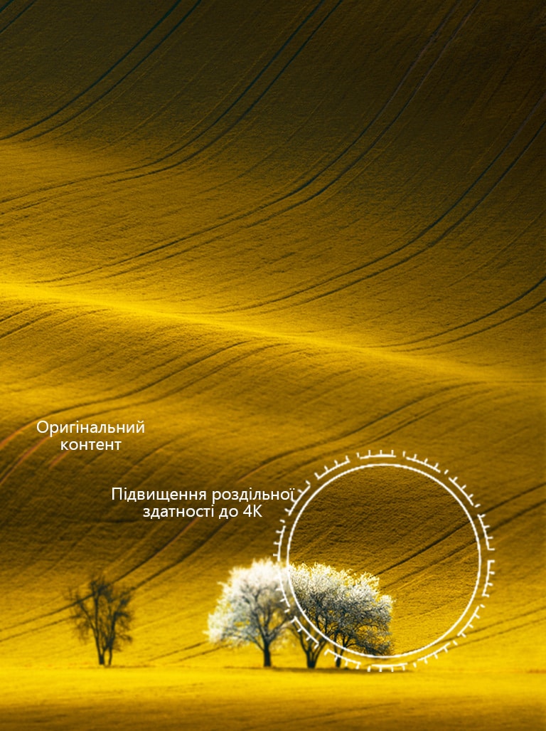 Зображення природи: порівняння якості зображення не-4K якості із покращеним зображенням до рівня 4K.