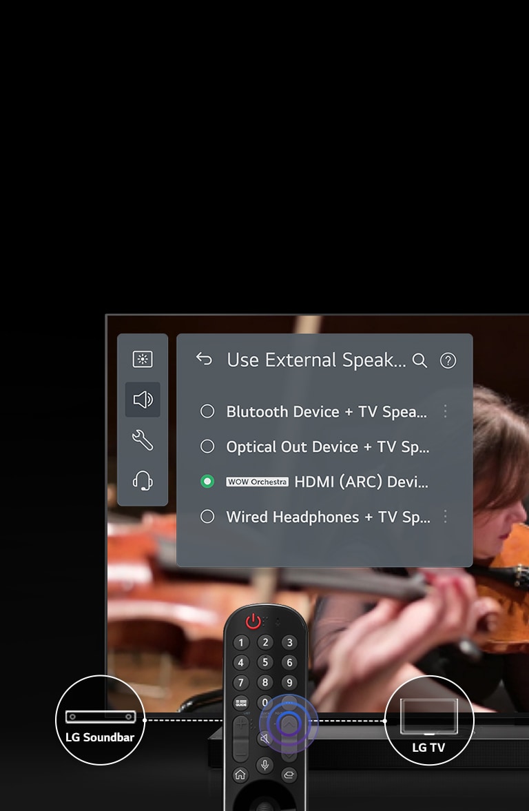 На екрані телевізора відображається інтерфейс зміни налаштувань.
