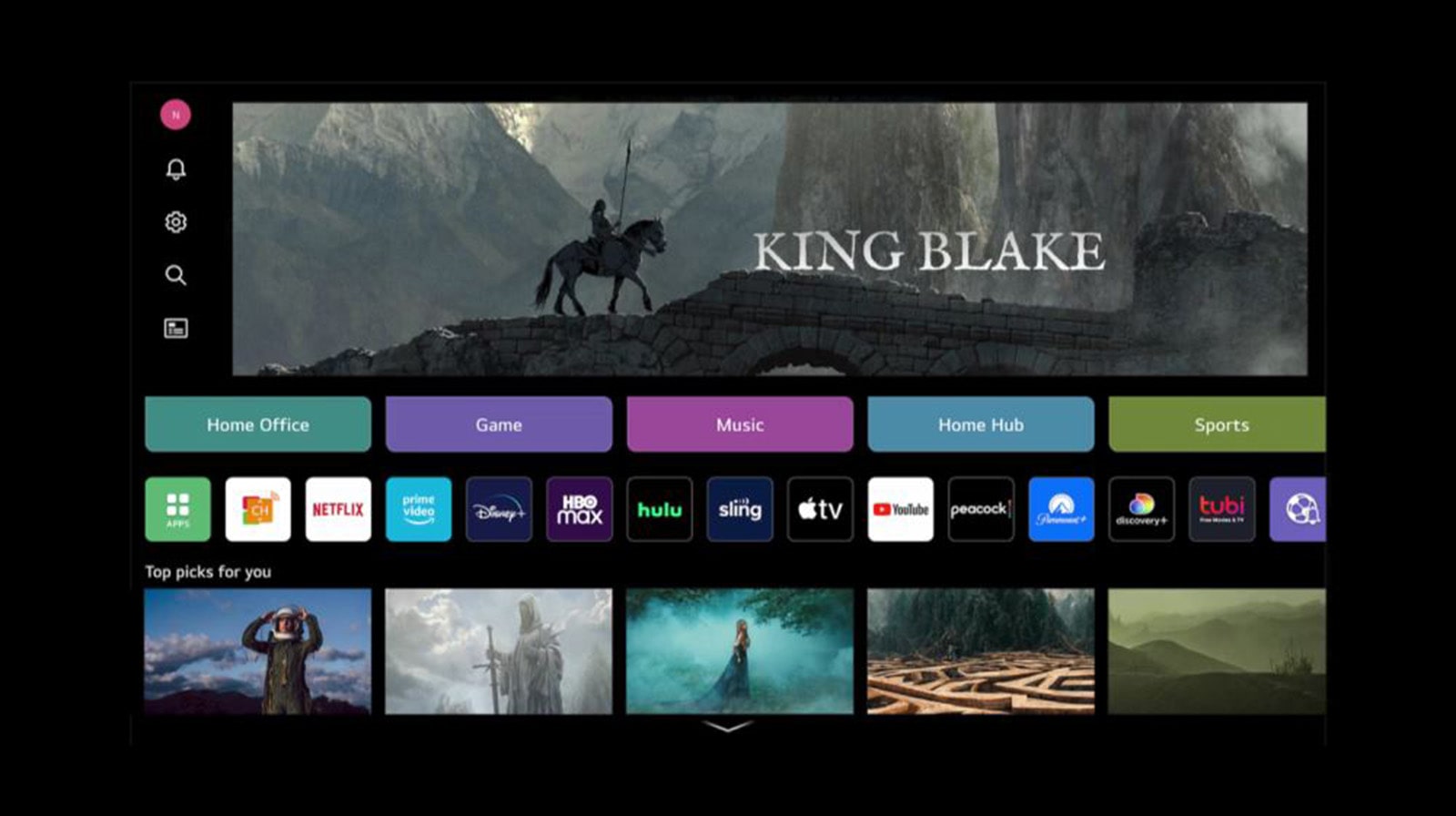 На екрані телевізора відтворюється зображення функції «Швидкі картки».