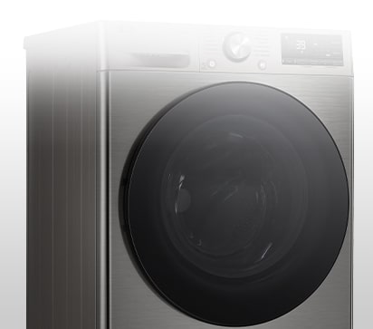 Це збільшене зображення металевої ручки на панелі пральної машини.