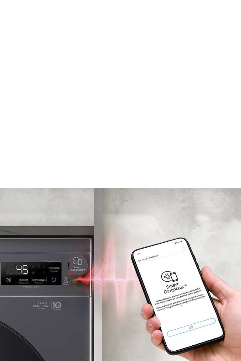 Smart Diagnostics™ дозволяє перевірити наявність проблем з пральною машиною за допомогою смартфону