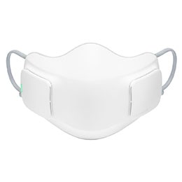 Вид спереду на маску зі зеленим світлом, що вказує на повний заряд акумулятора2