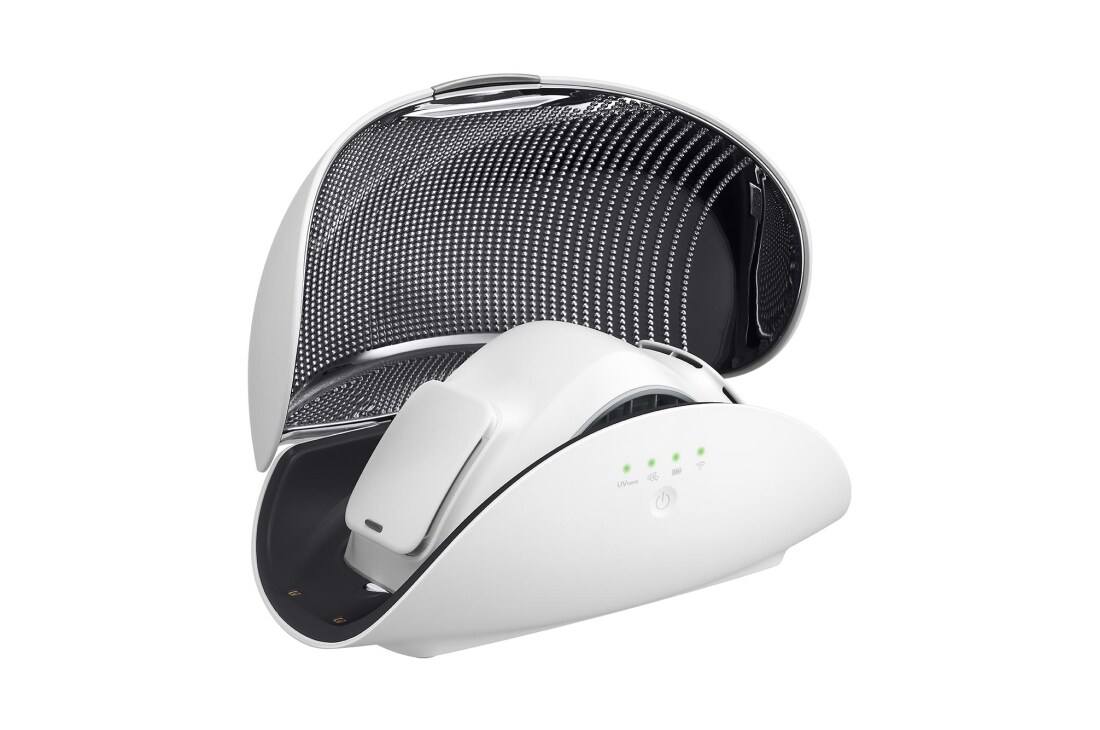 LG Кейс для очисника повітря індивідуального використання LG PuriCare™ AP300AWFA, Вид зліва на відкритий кейс, що містить очисник повітря індивідуального викорситання LG PuriCare™, PWKAUW01, thumbnail 5