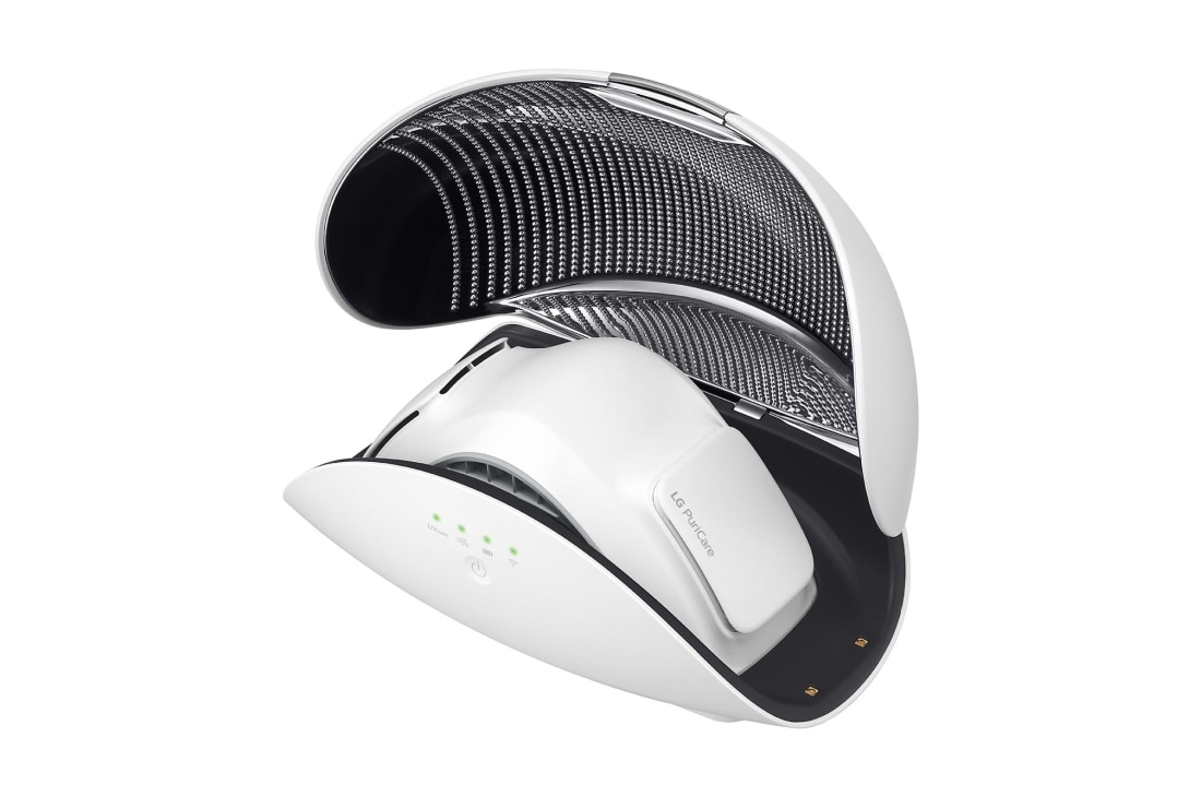 LG Кейс для очисника повітря індивідуального використання LG PuriCare™ AP300AWFA, Вид справа на відкритий кейс, що містить очисник повітря індивідуального викорситання LG PuriCare™, PWKAUW01, thumbnail 8