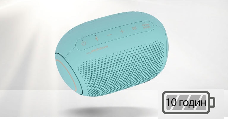 LG XBOOM Go tilts to the left and floats in the air.