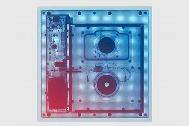 A layout of four images related to the Meridian audio