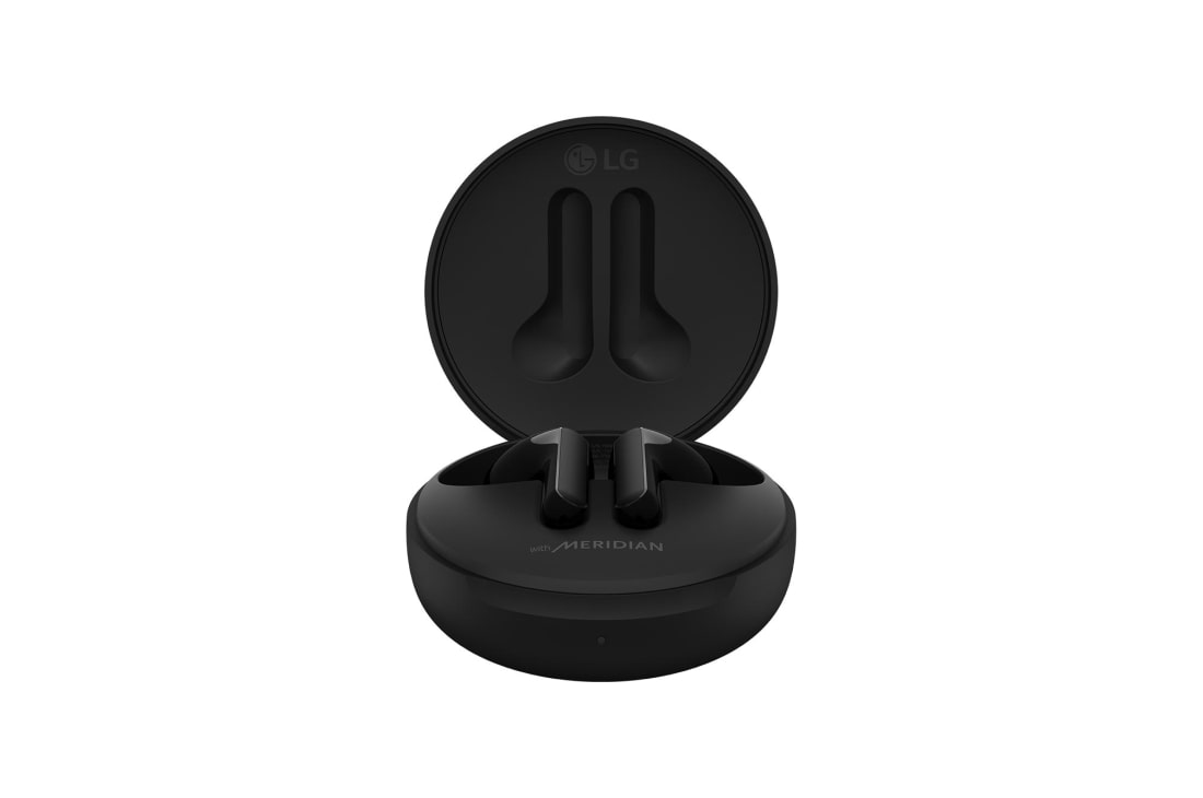 LG TONE Free FN4, A 45 degrees angle of a cradle opened up and two eabuds inside it, FN4, thumbnail 4