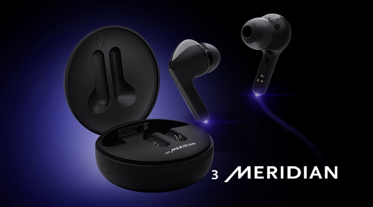 Зображення навушників, що плавають над відкритим кейсом з синім підсвічуванням, що підсвічує нижні рівні навушників