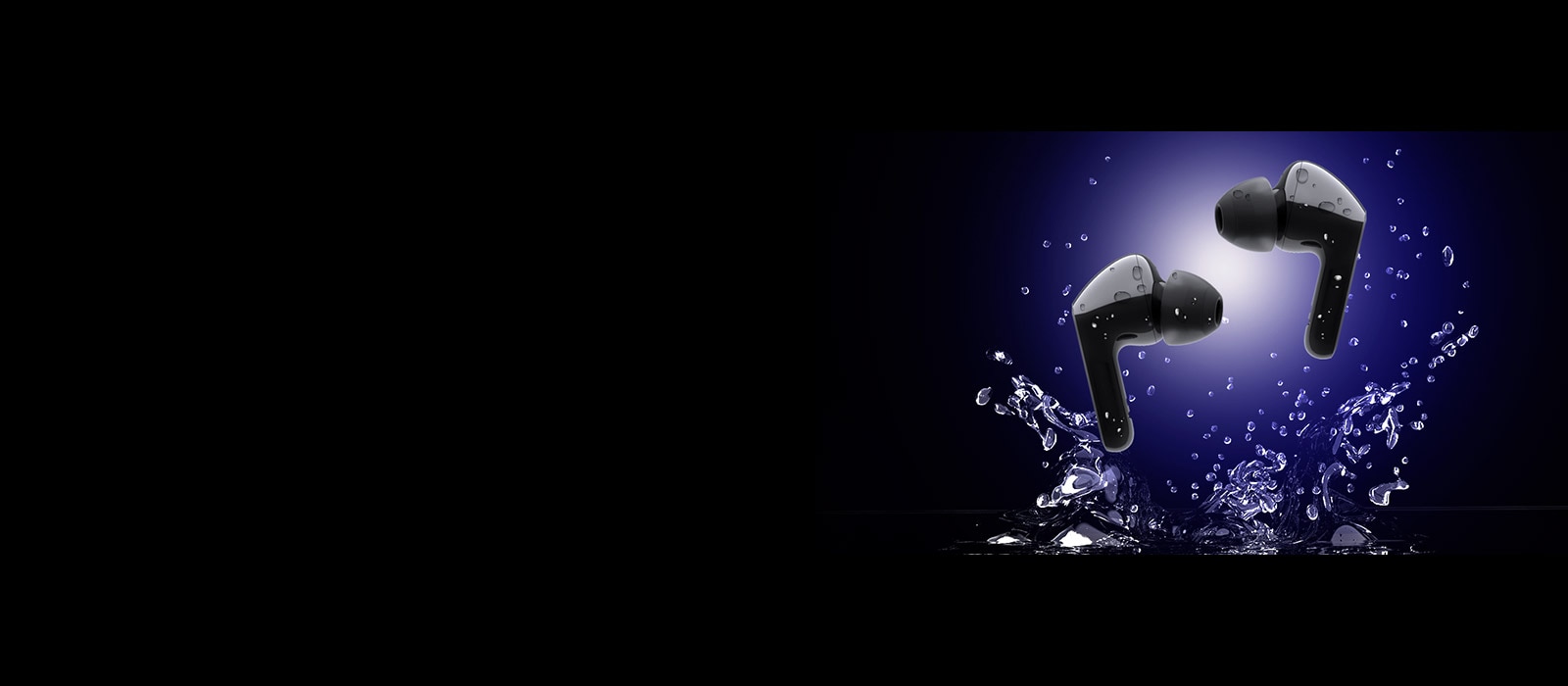 Зображення чорного навушника та двох наборів з трьох вушних гелів різного розміру