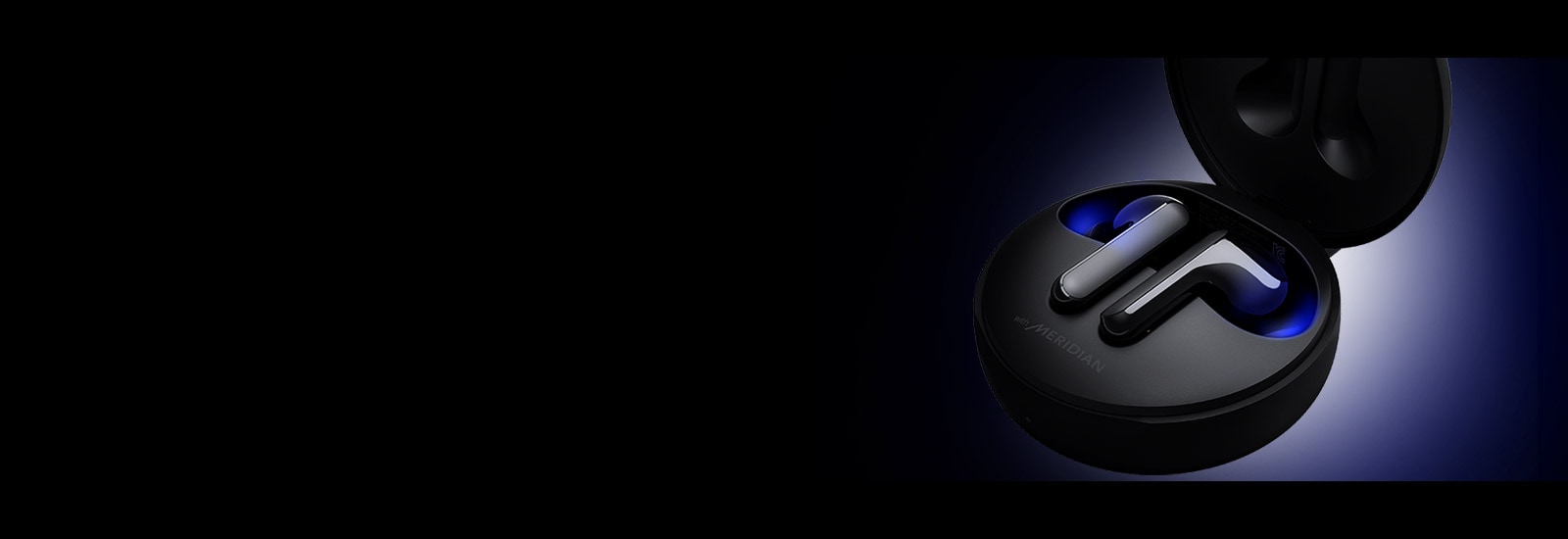 Зображення двох навушників у колисці із увімкненим синім освітленням