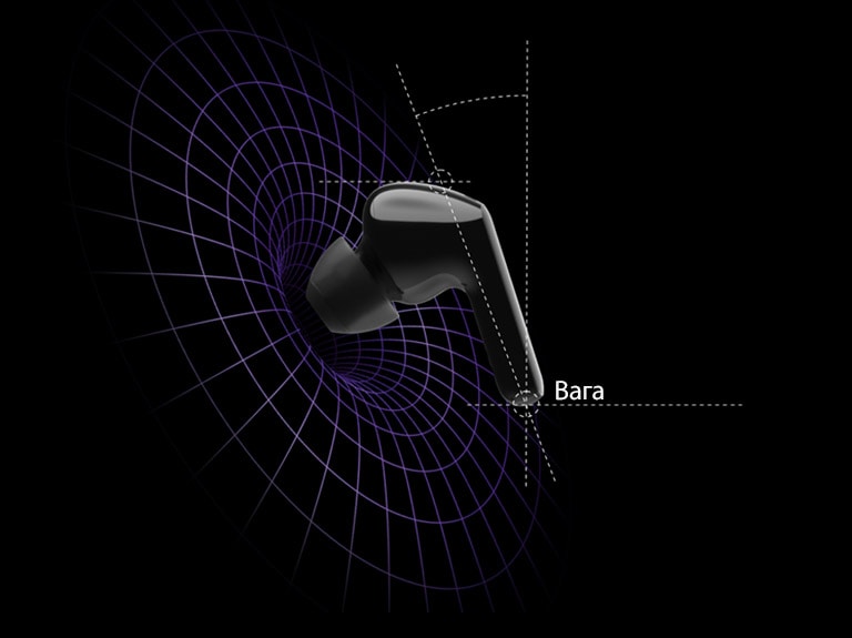Зображення навушників у віртуальному просторі зі схемами, що показують, що вага зосереджена на головці навушника
