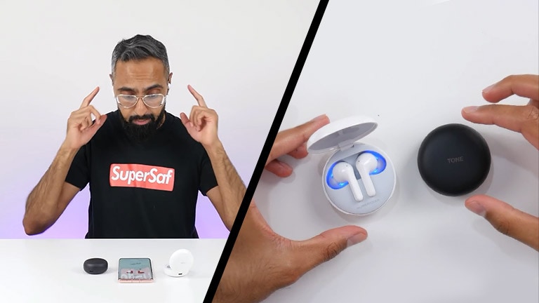 Технічний рецензент, який носить і тримає навушники