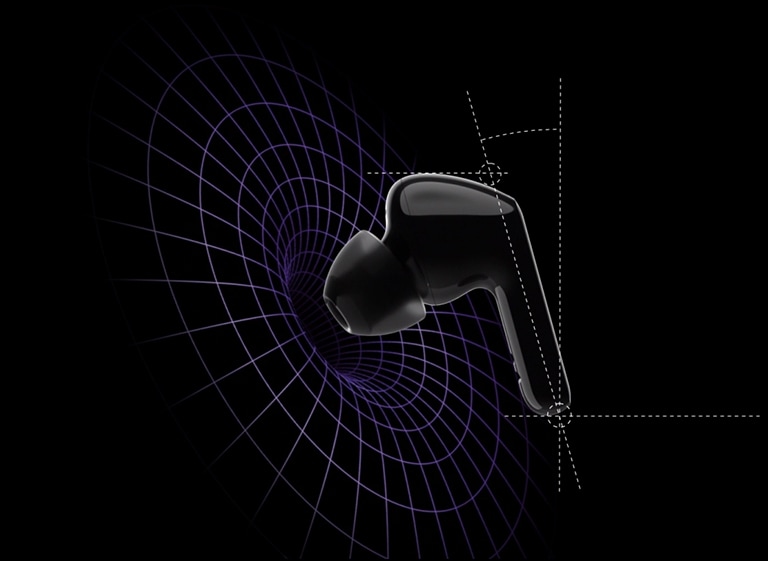 Зображення навушників у віртуальному просторі з діаграмами, які показують центр ваги на голівці навушника.