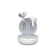 LG TONE Free FP5W, Відкритий футляр і навушники над ним, вид спереду., TONE-FP5W, thumbnail 2