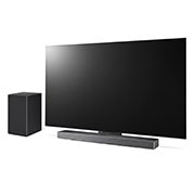 LG Саундбар LG SC9S, 45 degree side angle view of Sound Bar, LG TV, and subwoofer, SC9S, thumbnail 8
