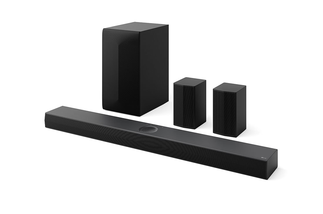LG Саундбар LG для домашнього кінотеатру з Dolby Atmos і задніми динаміками (канали 5.1.1) S70TR, Angled view of LG Soundbar S70TR, subwoofer, and Rear Speakers, S70TR, thumbnail 2