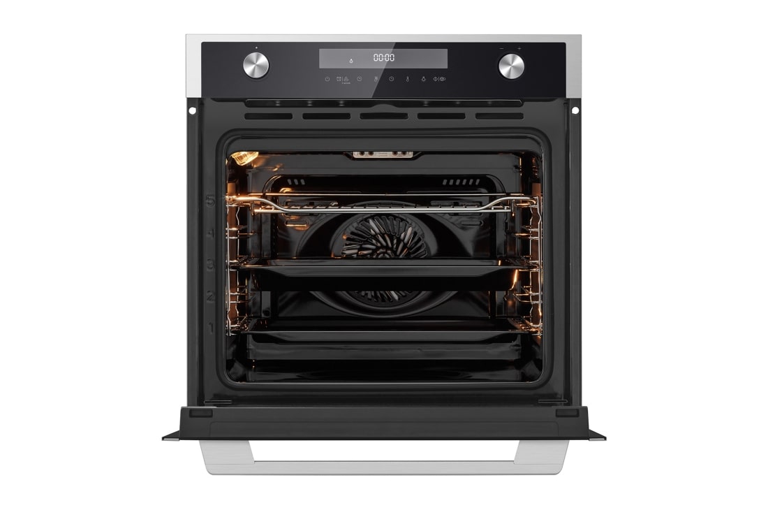 LG Вбудована духова шафа, 72 л., великий об'єм, рівномірне приготування, багато режимів приготування, Зображення відкритої духової шафи спереду з увімкненою підсвіткою 2, WSEZD7225S1, thumbnail 3