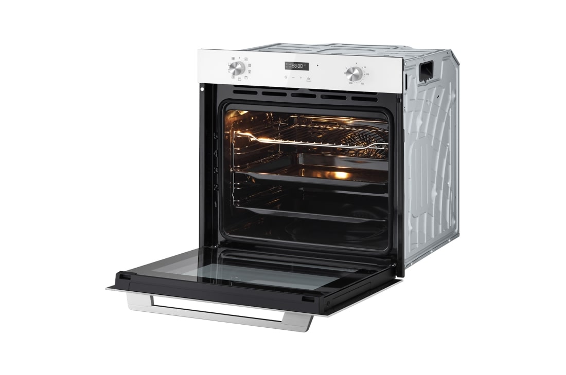 LG Вбудована духова шафа, 72 л., великий об'єм, рівномірне приготування,  багато режимів приготування, Зображення відкритої духової шафи з правого боку, WSEZ7213W, thumbnail 9