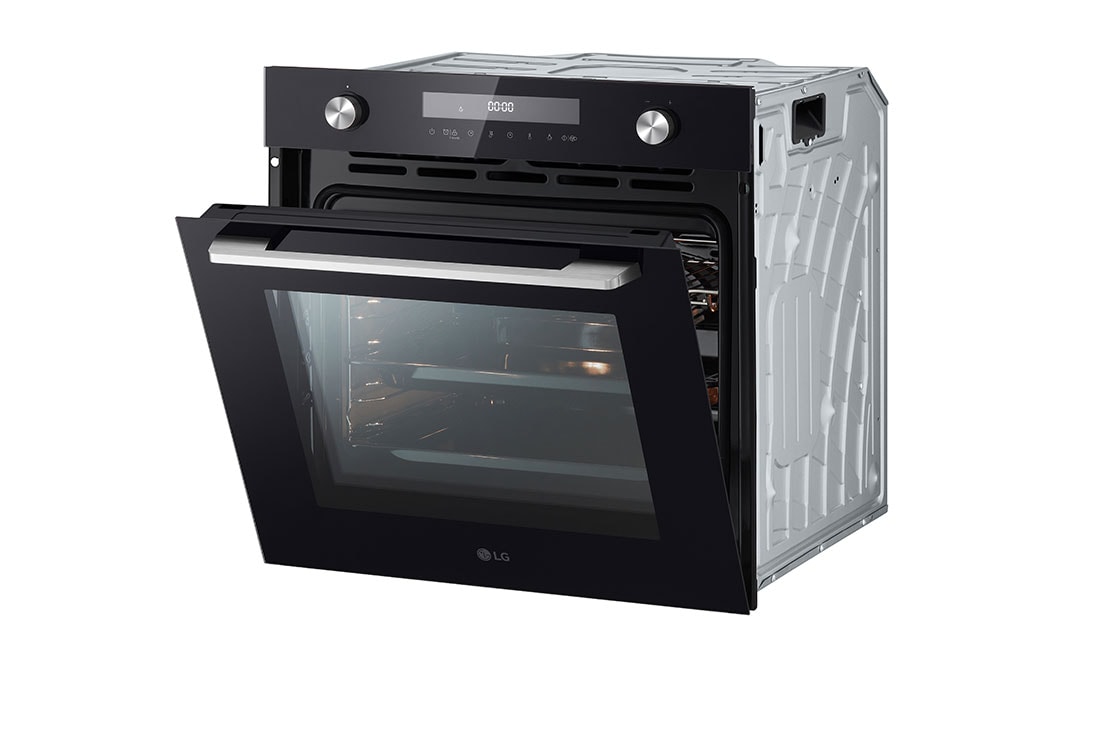 LG Вбудована духова шафа, 72 л., великий об'єм, рівномірне приготування,  багато режимів приготування, Зображення відкритої духової шафи з правого боку 2, WSEZM7225B1, thumbnail 13