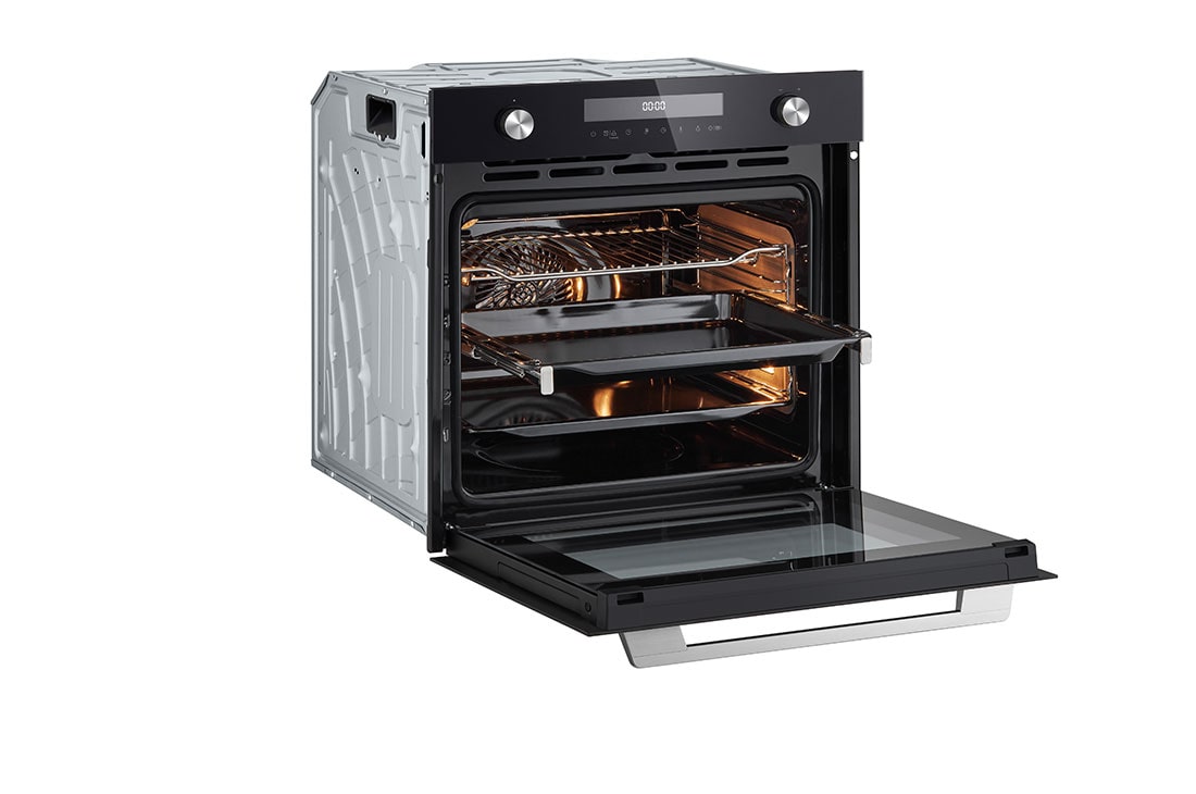 LG Вбудована духова шафа, 72 л., великий об'єм, рівномірне приготування,  багато режимів приготування, Зображення відкритої духової шафи з лівого боку, WSEZM7225B1, thumbnail 7