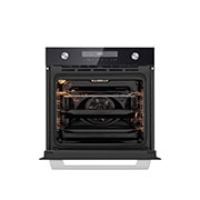 LG Вбудована духова шафа, 72 л., великий об'єм, рівномірне приготування,  багато режимів приготування, Зображення відкритої духової шафи спереду з увімкненою підсвіткою 2, WSEZM7225B1, thumbnail 3