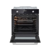 LG Вбудована духова шафа, 72 л., великий об'єм, рівномірне приготування,  багато режимів приготування, Зображення відкритої духової шафи спереду з увімкненою підсвіткою 1, WSEZ7213B, thumbnail 2